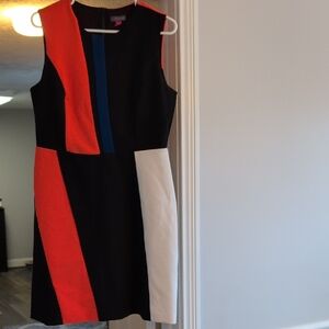 Vince Camuto Black and Red Colorblock Mini Dress